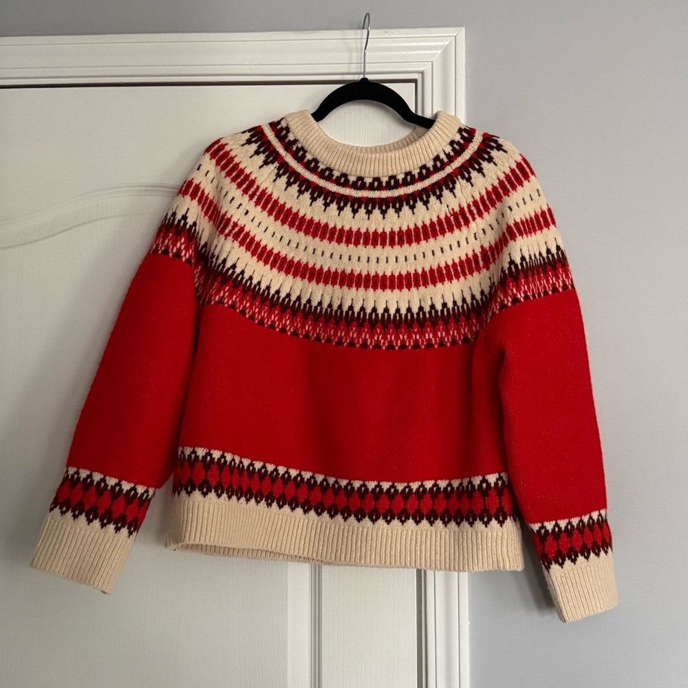 Raisonnel Red, Brown and Cream Fair Isle Sweater